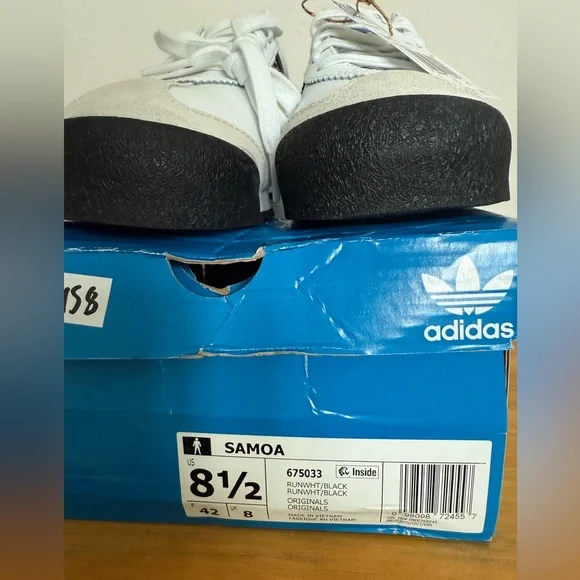 Adidas Samoa White and Black Shoes Men’s 8.5 - Picture 3 of 8